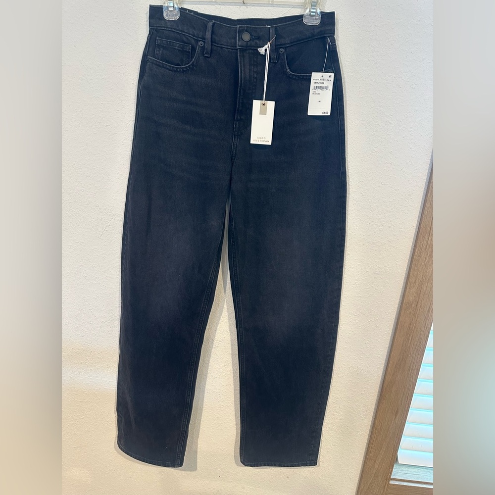 Good American Relaxed Barrel Jeans in Black